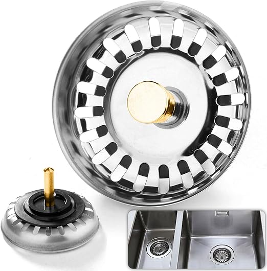Kitchen Sink Strainer Waste Plug 78mm 80mm Replacement Stainless Steel
