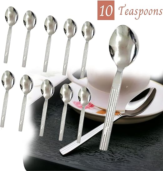 10x Tea Spoons Stainless Steel Everyday Teaspoon Set Coffee Drink Kitchen Home