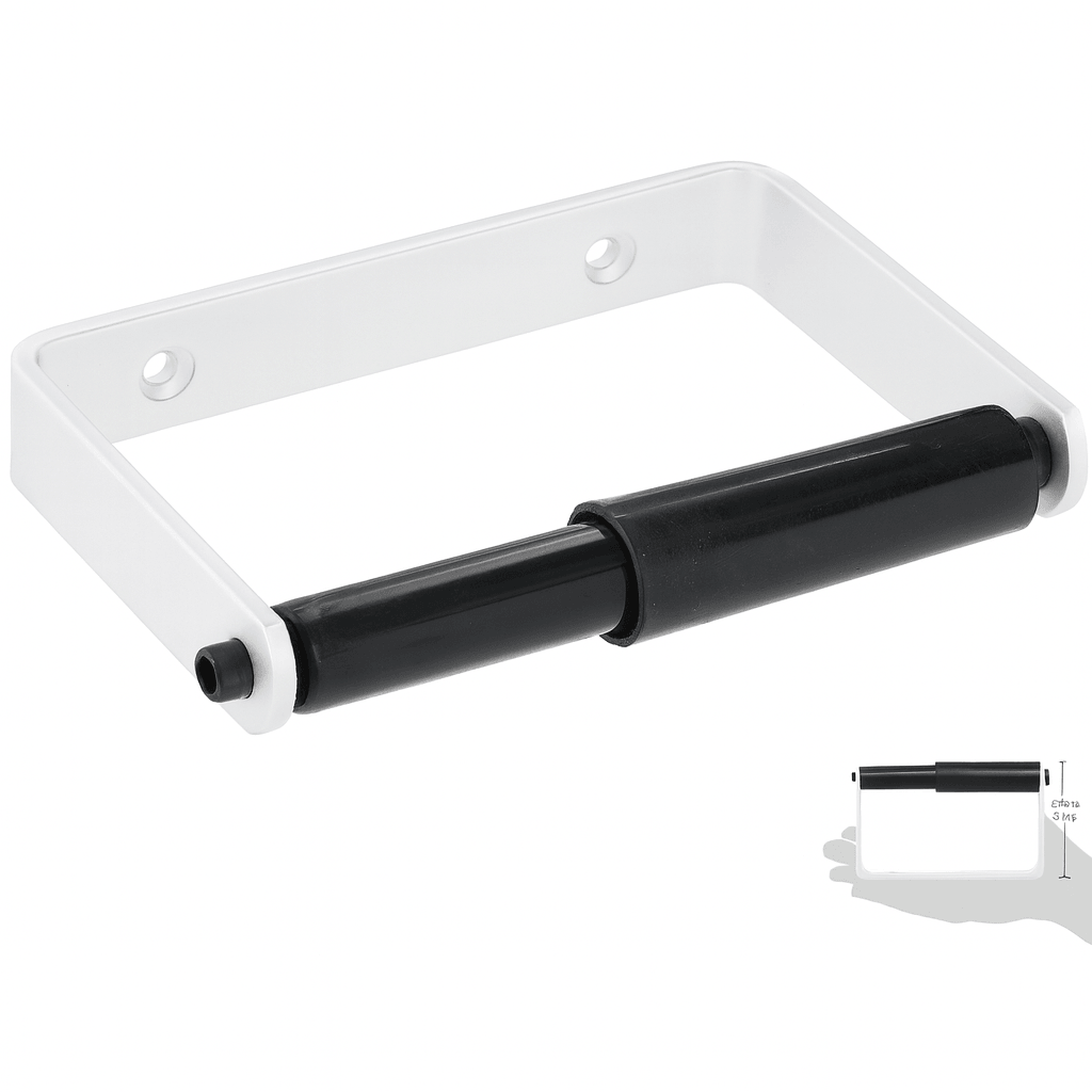 Toilet Roll Holder Aluminium Black Roller Wall Mount Bathroom Self Adhesive