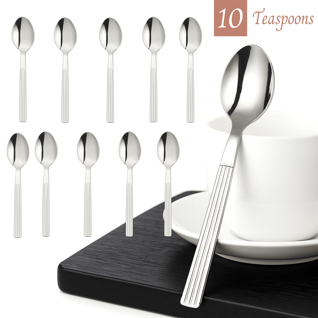 10x Tea Spoons Stainless Steel Everyday Teaspoon Set Coffee Drink Kitchen Home