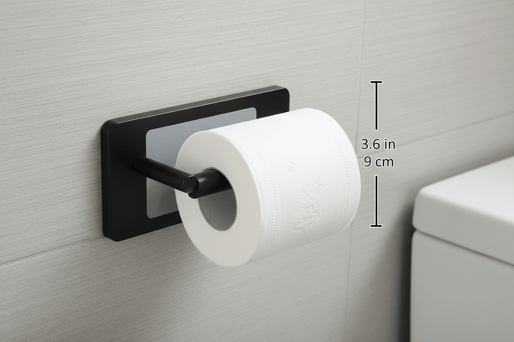 Toilet Roll Holder Aluminium Black Roller Wall Mount Bathroom Self Adhesive