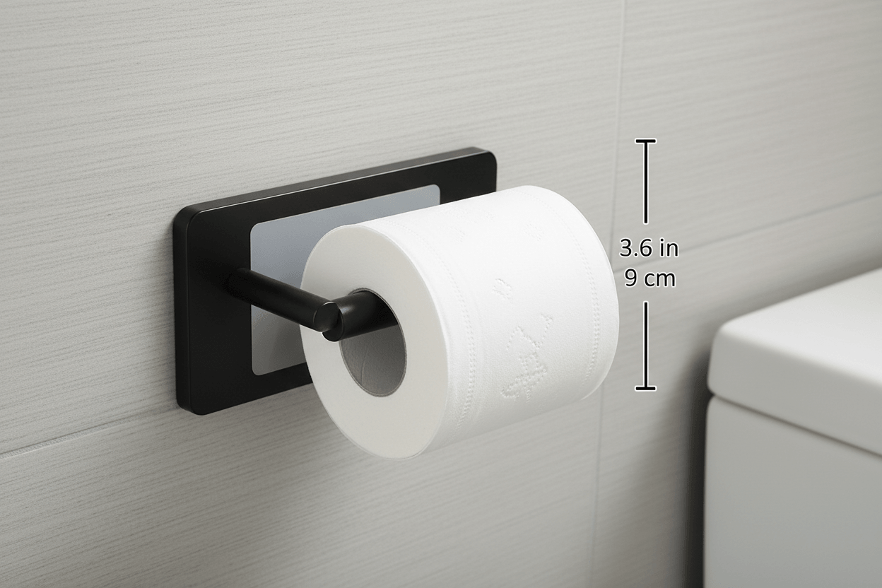 Toilet Roll Holder Aluminium Black Roller Wall Mount Bathroom Self Adhesive