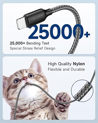 Short Lightning Charger Cable MFi Certified Nylon Braided Fast USB Lead 15CM