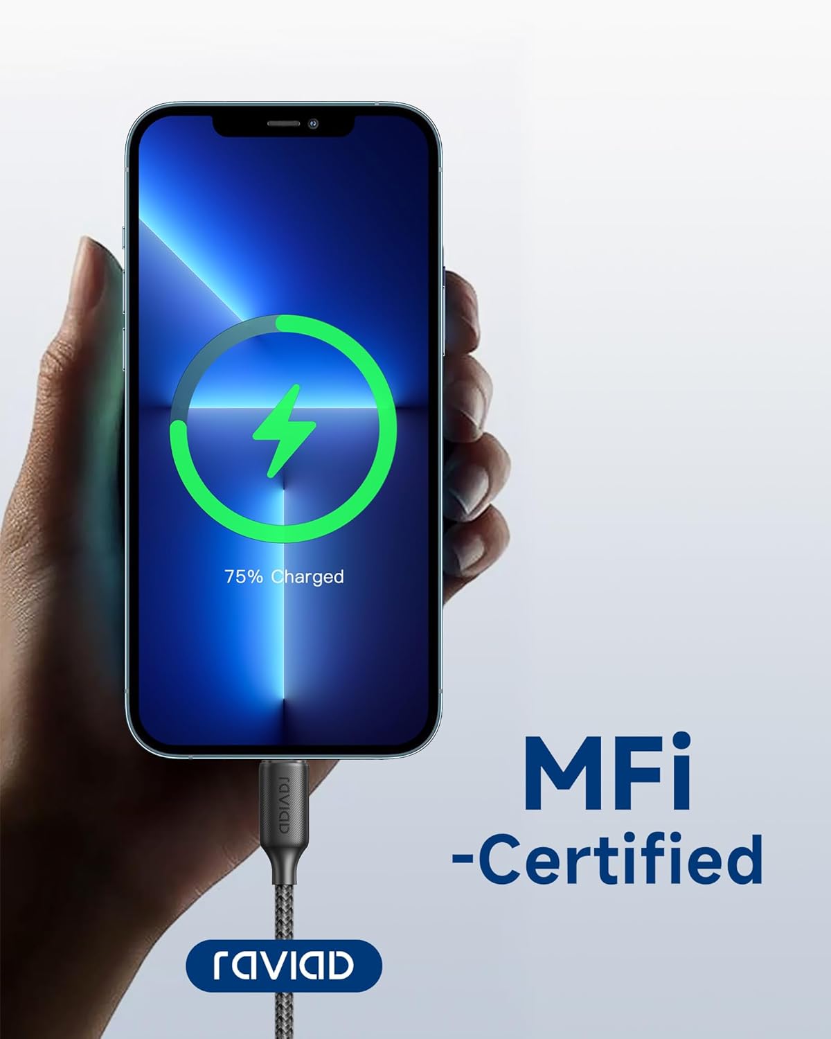 Short Lightning Charger Cable MFi Certified Nylon Braided Fast USB Lead 15CM