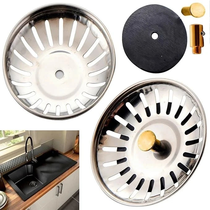 Kitchen Sink Strainer Waste Plug 78mm 80mm Replacement Stainless Steel