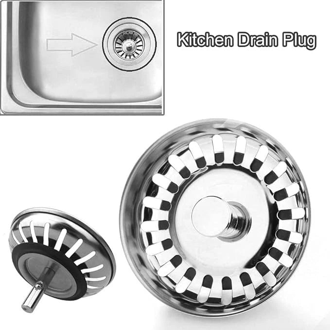 Kitchen Sink Strainer Waste Plug 78mm 80mm Replacement Stainless Steel