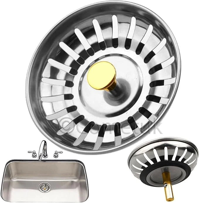 Kitchen Sink Strainer Waste Plug 78mm 80mm Replacement Stainless Steel