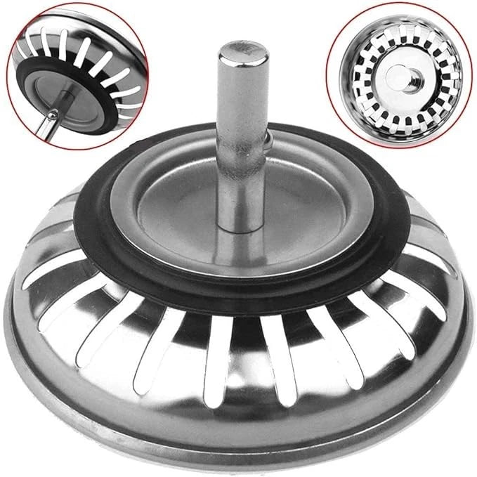 Kitchen Sink Strainer Waste Plug 78mm 80mm Replacement Stainless Steel